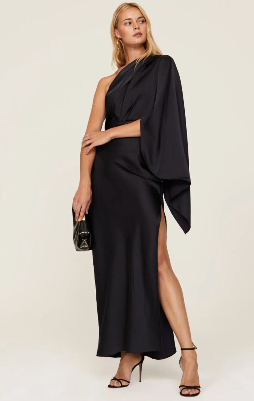 Significant Other 2 Black Satin One Sleeve Kelsie Gown